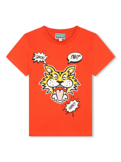 Kenzo T-shirt Con Stampa In Red