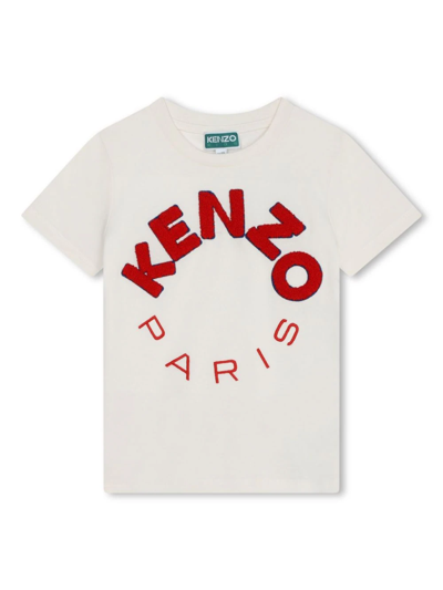 Kenzo T-shirt Con Ricamo In White