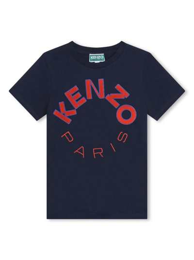 Kenzo T-shirt Con Ricamo In Blue