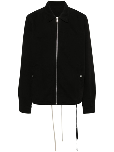 Rick Owens Drkshdw Zipfront Cotton Twill Jacket In Black