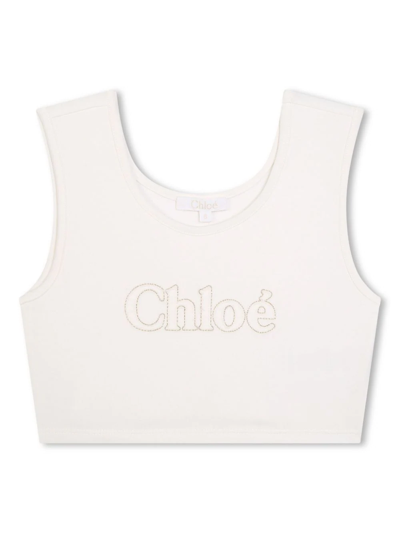 Chloé Canotta Con Logo In White