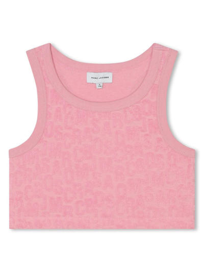 Marc Jacobs Top Crop Logo All-over In Pink