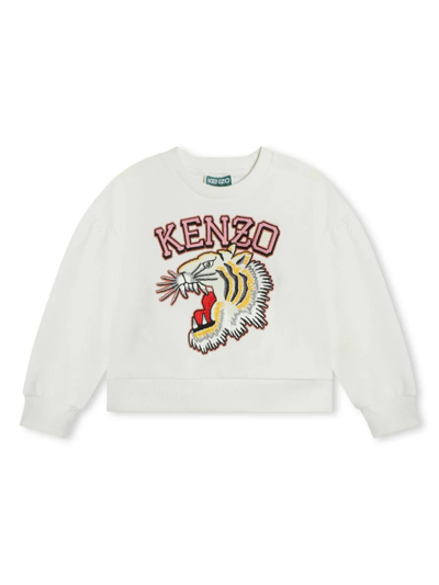 Kenzo Felpa Con Ricamo In White