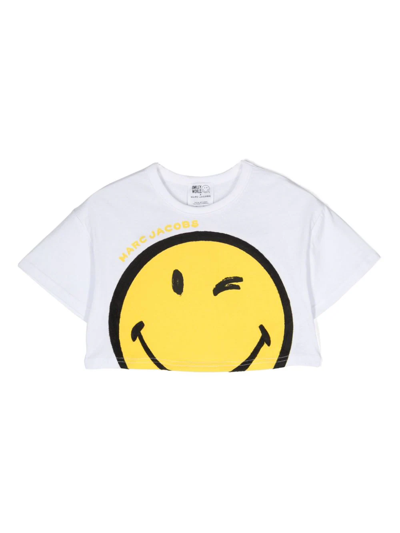 Marc Jacobs Top Crop  Kids X Smiley Word In White