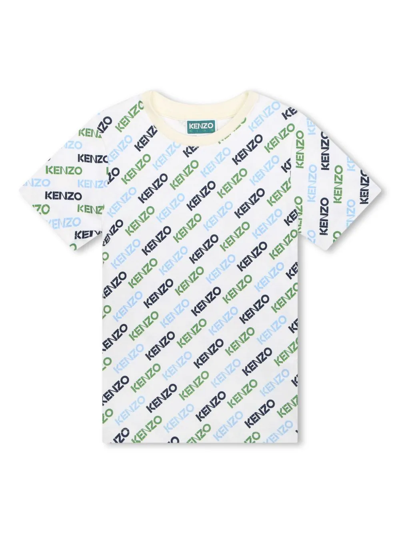 Kenzo T-shirt Con Logo All-over In White