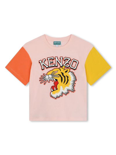 Kenzo T-shirt Con Maniche A Contrasto In Pink