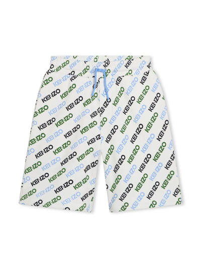 Kenzo Shorts Con Logo All-over In White