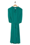 Nanette Lepore Pleated Tie Waist Midi Dress In Nanette Navy