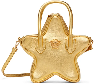 Versace Kids' Girls Gold Star Medusa Leather Handbag (20cm)