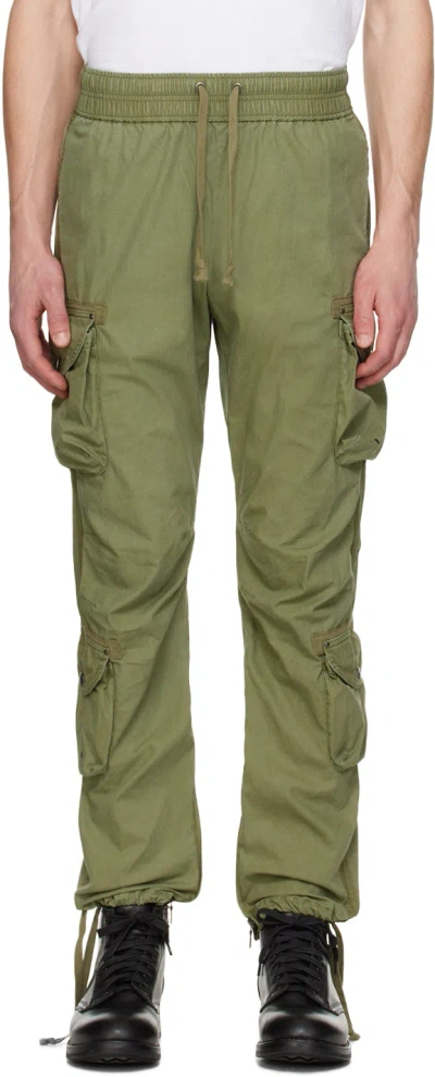 John Elliott Green Garment-dyed Cargo Trousers In Olive