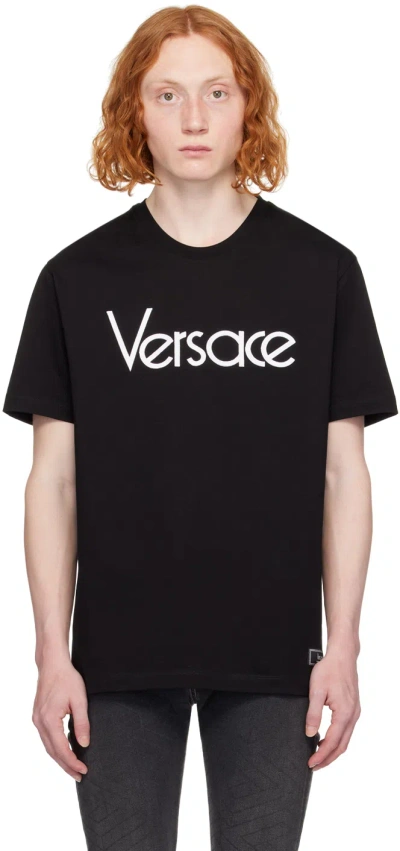 Versace Logo-print Cotton T-shirt In Black