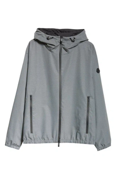 Moncler Sautron Hooded Reflective Mesh Jacket In Dark Grey S99