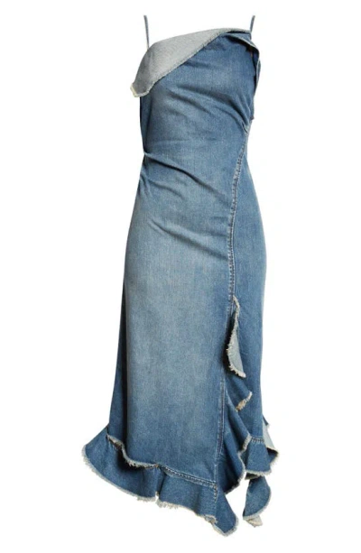 Acne Studios Denim Slip Dress Woman Blue In Cotton In Mid Blue
