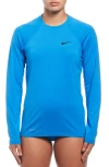Nike Women's Essential Long-sleeve Hydroguard Swim Shirt In Blue