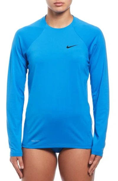 Nike Women's Essential Long-sleeve Hydroguard Swim Shirt In Blue
