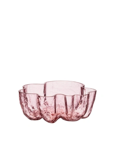 Kosta Boda Crackle Bowl In Pink