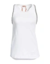 N°21 Woman Tank Top White Size 6 Cotton, Glass, Silicone