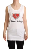 DOLCE & GABBANA DOLCE & GABBANA CRYSTAL EMBELLISHED HEART WHITE SLEEVELESS WOMEN'S TEE