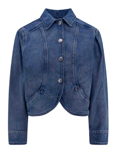 Isabel Marant Valette Cropped Denim Jacket In Blue