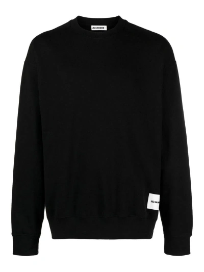 Jil Sander Logo-patch Cotton Sweatshirt In Black