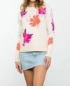 Thml Floral Knit Long Sleeve Sweater In Cream In White