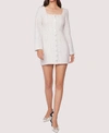 Lost + Wander Louise Long Sleeve Tweed Minidress In White