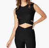 BEYOND YOGA UNDER OVER CROPPED MUSCLE TANK IN BLACK