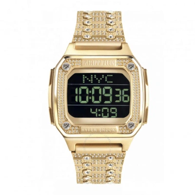 Philipp Plein Hyper $hock Crystal Digital Watch In Black / Dark / Digital / Gold Tone