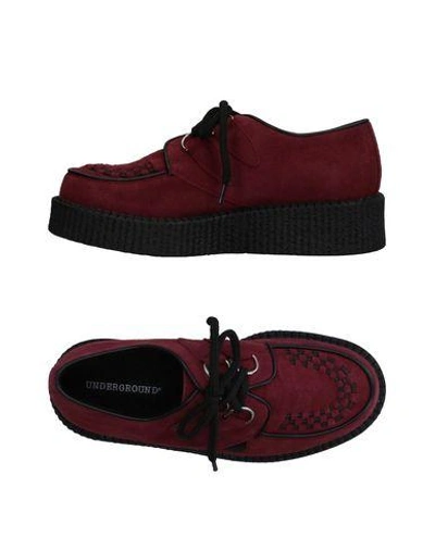 Underground Lace-up Shoes In Maroon