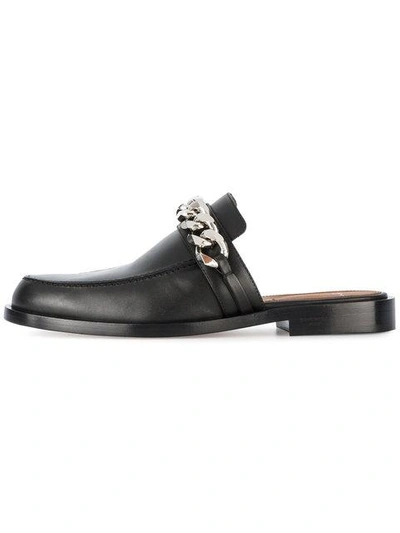 Givenchy Chain-trimmed Leather Slippers In Black
