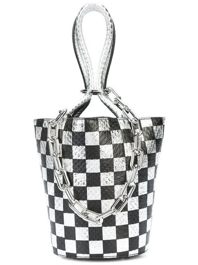 Alexander Wang Roxy Mini Checkered Leather & Snakeskin Bucket Bag, Black
