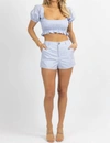 Le Lis Puff Sleeve Short Set In Sky Blue In Blue
