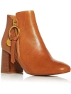 SEE BY CHLOÉ WOMENS ZIPPER ALMOND TOE ANKLE BOOTS