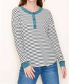 STACCATO HALF BUTTON LONG SLEEVE MARLED TOP IN IVORY