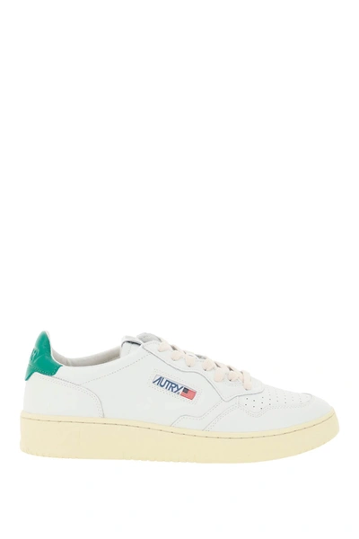 Autry Leather Medalist Low Sneakers In White Green
