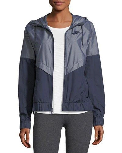 Nike Women's Sportswear Ripstop Windrunner Jacket, Black In Blue