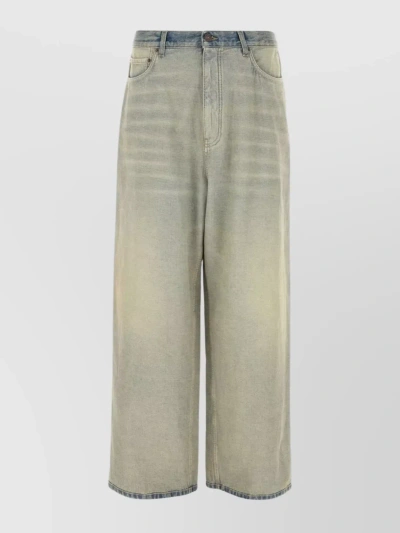 Balenciaga Wide Leg Baggy Denim Trousers In Cream