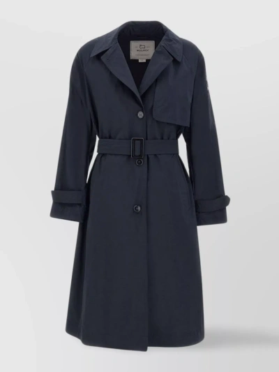 Woolrich Summer Trench Coat In Blue