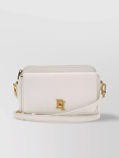 Elisabetta Franchi Quilted Synthetic Leather Shoulder Bag  In White