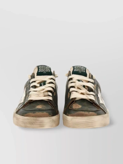 Golden Goose Stardan Distressed Leather Sneakers In 绿色