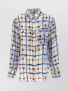 Marni Mix-print Pointed-collar Silk Shirt In Light Blue