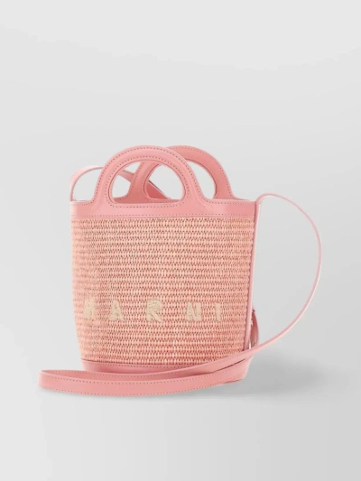 Marni Tropicalia Small Pink Leather And Fabric Bag