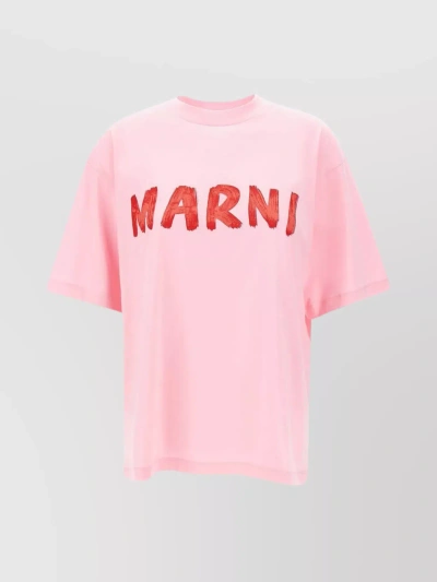 Marni Cotton T-shirt Tshirt In Nude & Neutrals
