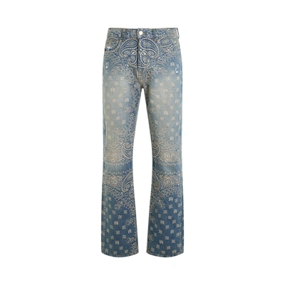 Amiri Bandana Jacquard Straight Jeans In Blue