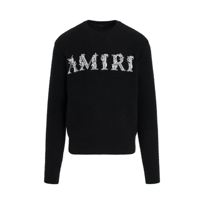 Amiri Baroque Logo-embroidered Knitted-cotton Sweater In Black