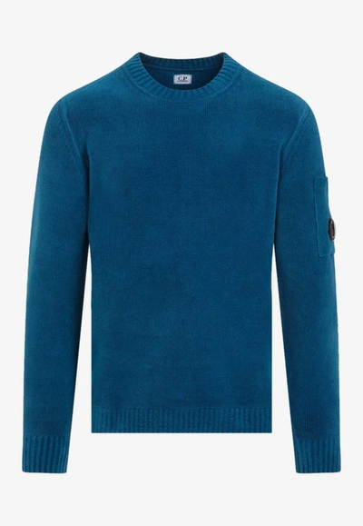 C.p. Company Chenille Pullover Sweatshirt In Blue