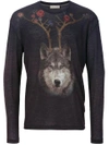 ETRO wolf print fine knit jumper,1Y794861412267451