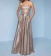 Landa Designs Lamé Dress In Champagne In White