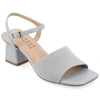 Journee Collection Knit Block Heel Sandal In Blue