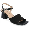 Journee Collection Knit Block Heel Sandal In Black